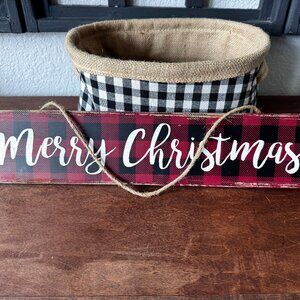 Buffalo plaid Christmas wood sign